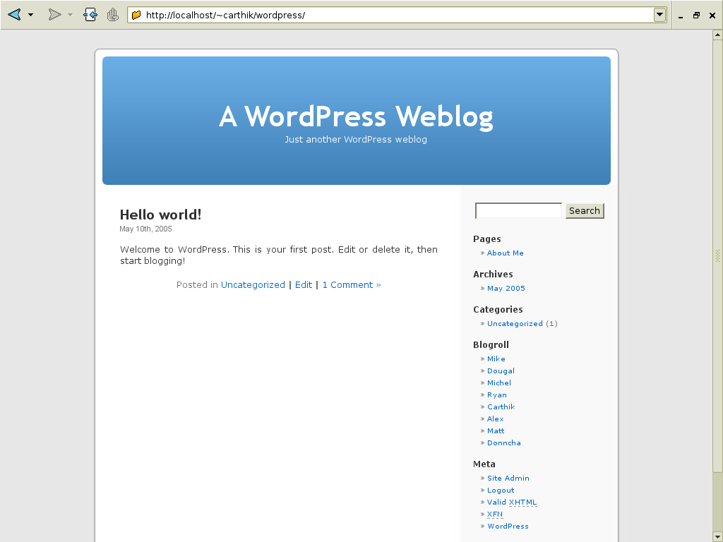 WordPress bloggsida